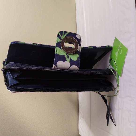 Vera Bradley Navy and Green Floral Wallet - Picture 4 of 5